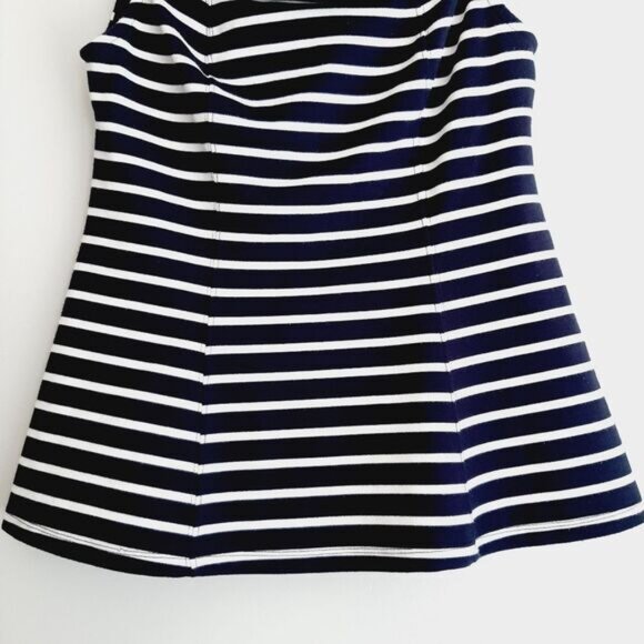 MAEVE Anthropologie Structured Off-The-Shoulder Top Blue & White Sz S Flawed - Picture 4 of 16